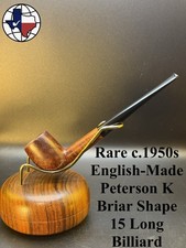 RARE C. 1950s English-Made Peterson K Briar Shape 15 Long Billiard Tobacco Pipe picture