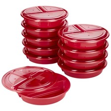 GoodCook Meal Prep Containers Set Microwave & 3 Compartment (4 Cup), Red picture
