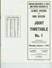 MILWAUKEE ROAD CMStP&P R.R. ETT TIMETABLE ILLINOIS & IOWA DIVS. #1  1-1-1976. picture
