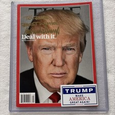 Donald Trump Hand Signed GOLD INK Time Mag. 