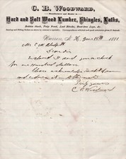 1881 Letterhead - C.B. Woodward Lumber - Warren, New York picture
