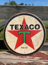 Texaco Motor Oil Round Metal Sign Tin Vintage Garage Auto Gas Oil Station Shop picture