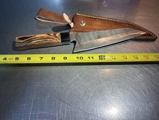 2 Copper Damascus Japanese Chef Knives With Leather Sheaths X2 Kitchen Knife picture