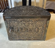 RARE Antique CROSS OF LONDON REPOUSSE MECHANICAL CIGARETTE BOX “Pat.Applied For” picture