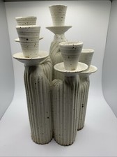 NWOB Modern Studio Ivory Candelabra 10” Brutalist Decor Excellent picture