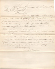 1883 Handwritten Letter Stephen A Thayer Signed Ipswich New Hampshire NH picture