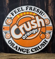 VINTAGE ORANGE CRUSH FEEL FRESH PORCELAIN GAS STATION SODA SIGN ,COKE  picture