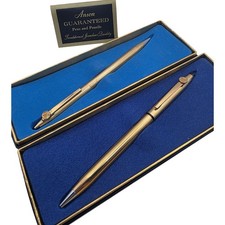 Vintage Anson Service Award Pens 5 Year & 10 Year Gold Tone Pair picture