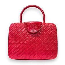 Fendi Straw Crocodile Basket Bag Handbag Red Used 319 picture