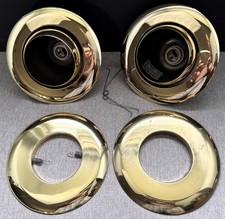 Vintage Polished Brass Can Ceiling Lights:  (2) Eyeball Lights & (2) Trim Rings picture