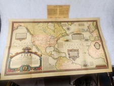 Genuine Antique 1928 Map Of Overland  Overseas Flights of Charles A. Lindbergh picture