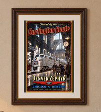 Burlington Route Denver Zephyr Chicago Union Station 11x17 Railroad Poster picture