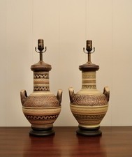 Vintage Restored Hand Painted Studio Pottery Lamps - A Pair picture