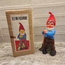 Vintage Elfin Figurine NASCO Japan Gnome with Broom, with Original Box - Rare picture