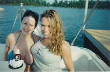 Vintage 1990s Found Photo - Two Pretty Women Smile And Pose Together On Boat  picture