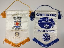 2 Vintage Rotary International Club Wall Banners Scotland Blue White Gold picture
