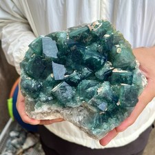 5lb NATURAL Green Cube FLUORITE Quartz Crystal Cluster Mineral Specimen picture