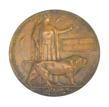 WW1 British Army Bronze Death Plaque Penny 'William Dutton' Antique c1915 picture
