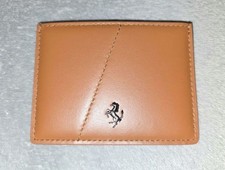 [Unused] Ferrari Brown Smooth Leather Card Holder Case w/ Pouch & Box picture
