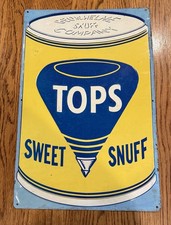 Vintage Embossed Tops Sweet Snuff Advertising Sign Cigarette Country Store picture