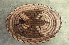 Vtg Tohono O'odham Papago Oval Basket Tray Hand Woven Desert Turtle Pictorial picture