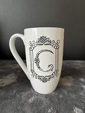 Spectrum Design Tall Coffee Mug Embossed Monogram Letter C white Black 17 OZ picture