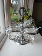 Vintage Irvinware Condiment Caddy Server Lazy Susan Glass Chrome MCM Relish USA picture
