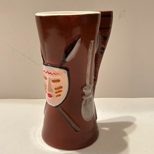 Vtg 1960s Steve Crane War Club Mask Tiki Mug Gabe Florian HF Pottery Kon Tiki picture