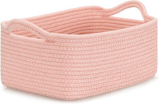 Small Cube Storage Baskets, Decorative Woven Cotton Rope Baskets with Handles fo picture