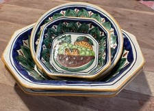 Vintage Handpainted Mexican Pottery Serving 4 Piece Set  picture