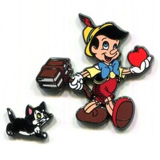 Disney Pins Pinocchio and Figaro First Day of School Disneyland Resort 2 Pin Set picture