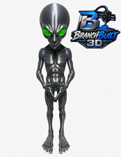 3D Gray Alien Statue Green Eyes  3ft tall  picture