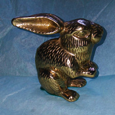 Vintage Brass  Rabbit Figurine W/ Green Felt Feet, Made N Taiwan 4