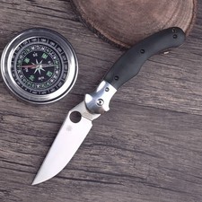 Vintage High Carbon Steel Folding Blade Knife Black Handle Outdoor Hunting picture