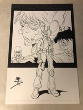 POWDER BURN #1 original comic art SCI FI MANGA COP STUNNING SPLASH 1999 SIGNED picture