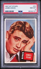 James Dean ROOKIE CARD PSA 8 1957 TOPPS HIT STARS #63 1950s Teen Idol 50s Star picture
