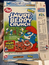 Post Smurf Berry Crunch Cereal Box 1982 Glow-In-Dark Sticker Offer picture