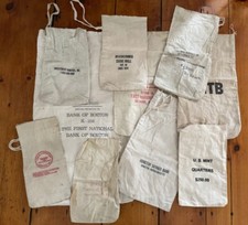 Lot of 10 Vintage Bank/Numismatic Canvas Bags - Empty - Mixed Designs - Used picture