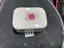 Lenox Vintage Porcelain Trinket Jewelry Box Pink Rose Gold Gilt Floral w/Lid USA picture