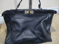 FENDI black leather logo lined latch purse handbag  picture