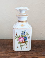 Antique French Porcelain Old Paris Floral Gilded Cologne Bottle Vintage Cosmetic picture