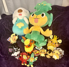 Pokémon Center Tomy Banpresto Plush Lot Oshawott, Pansage, Flareon, Dedenne picture