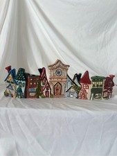 Vintage Y2K menorah ceramic village blue sky candle holder home decor picture