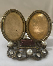 Vintage Florenza Vanity Accessory Picture Frame Double Locket Jeweled miniature picture