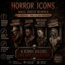 Horror Movie Killer Icons 4 Shelf Bundle 6x5 Top Floating Wall Shelf Collectible picture