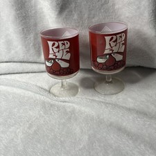 Set of 2 Vintage Tabasco Red Eye Bloody Mary Pedestal Glasses picture
