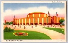 Vintage Postcard 1939 New York World's Fair Railroad Building picture