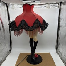 Large Red Corset Shade W/ Woman’s Legs High Heels Skirt Risqué Table Lamp READ picture