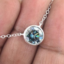 4 Ct Certified Blue Diamond Pendant Necklace-Great Shine FREE Diamond Studs  picture