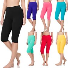 Womens Capri Leggings Soft Stretch Workout Fitness Crop High Waisted Yoga Pants picture